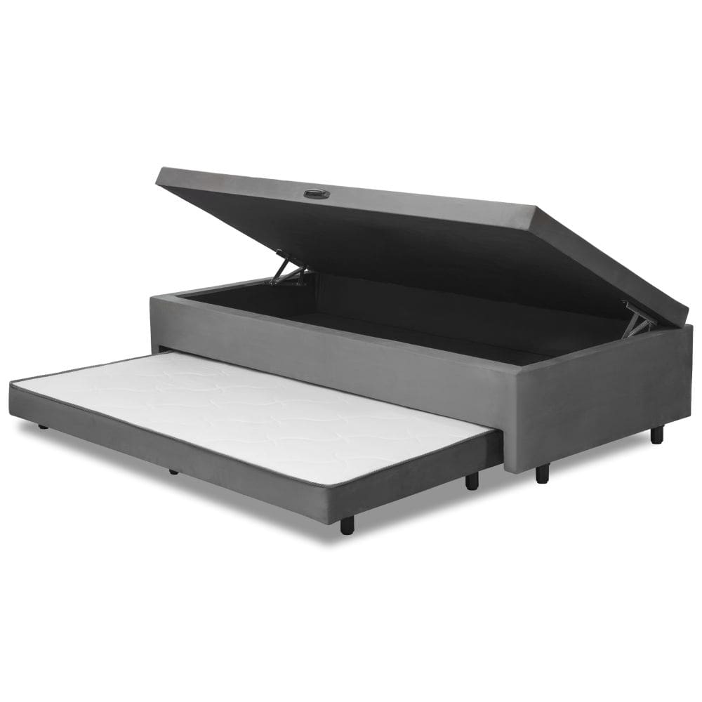 Base Cama Bibox com Baú Solteiro e Cama Auxiliar 3 em 1 - 88x188x46 Bela