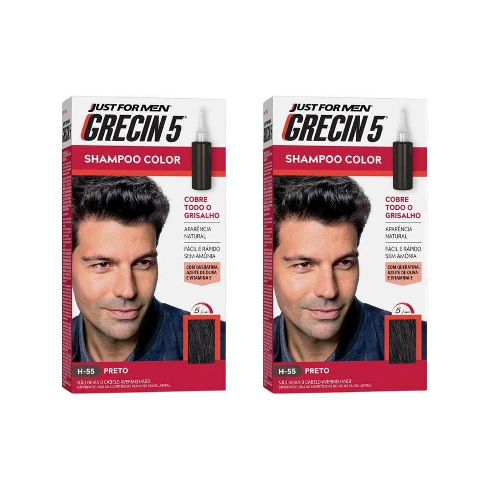 Tonalizante Para Cabelos Grecin 5 Preto 60Ml - Kit Com 2Un