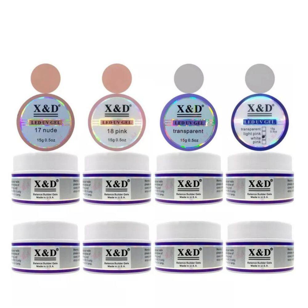 Kit 8 Gel 15G X&D Para Unhas Gel Fibra Xed Xd