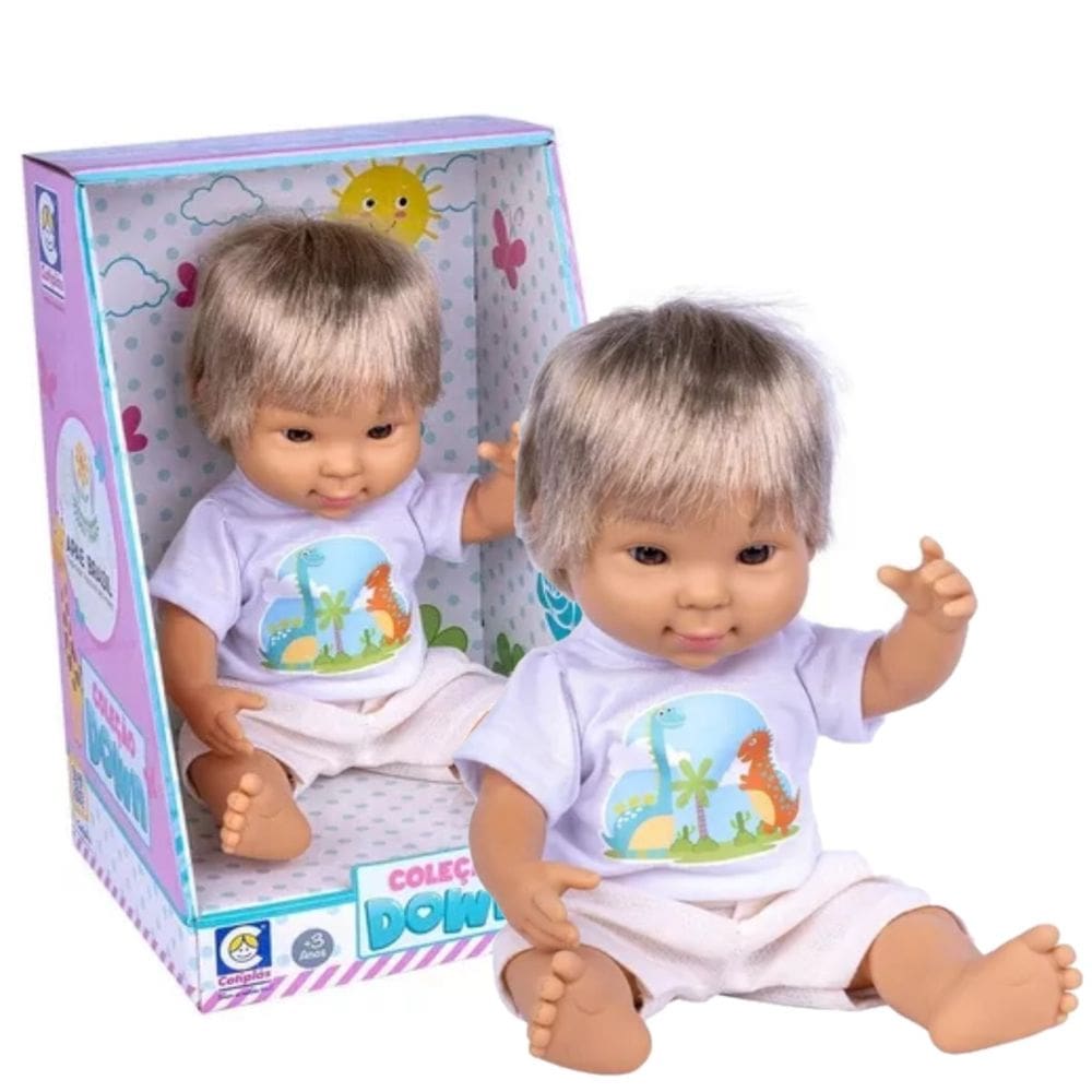 Boneca Menino Coleção Cotiplás Inclusiva Down Apae Brinquedo