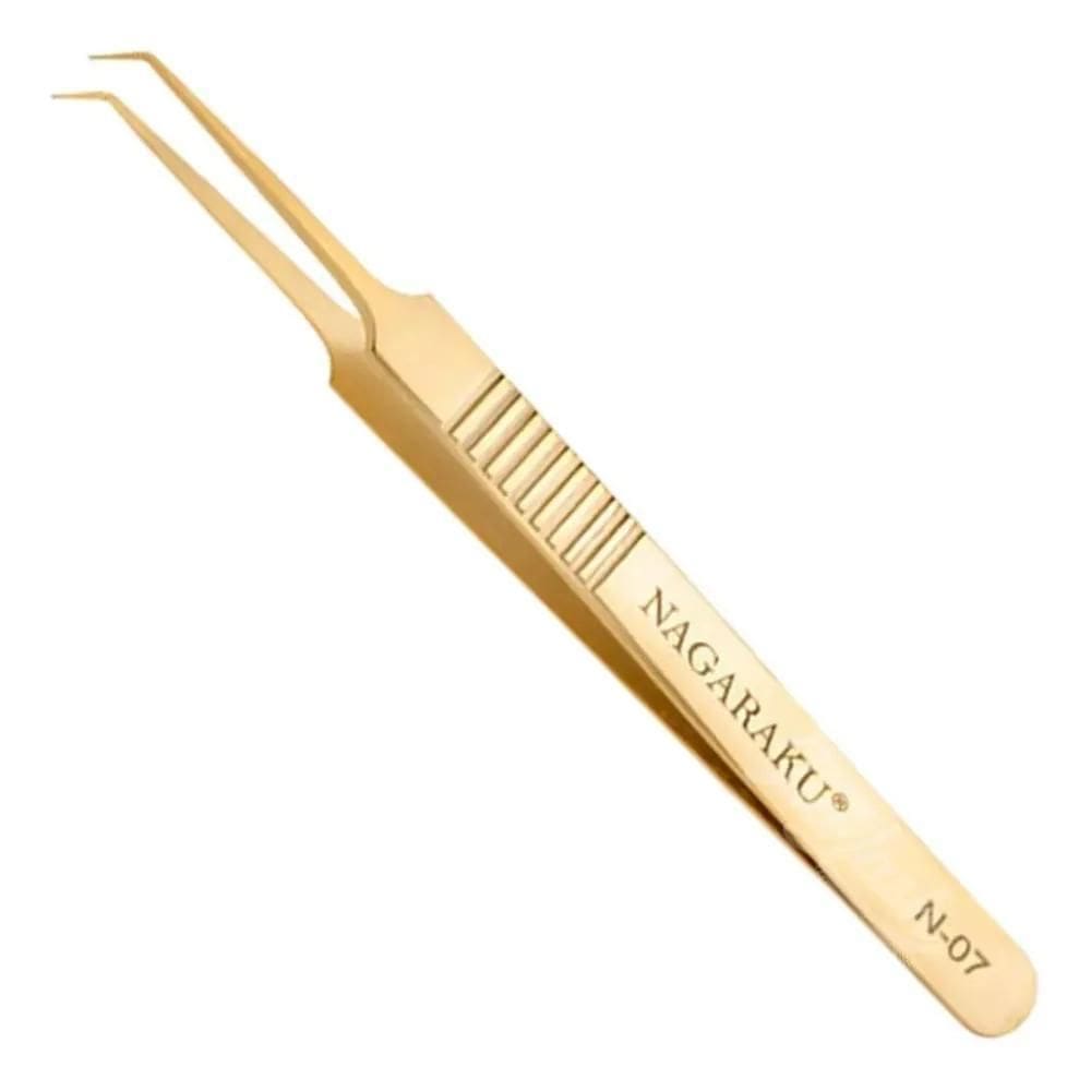 2X Pinça Nagaraku Extensão De Cílios N-07 Gold