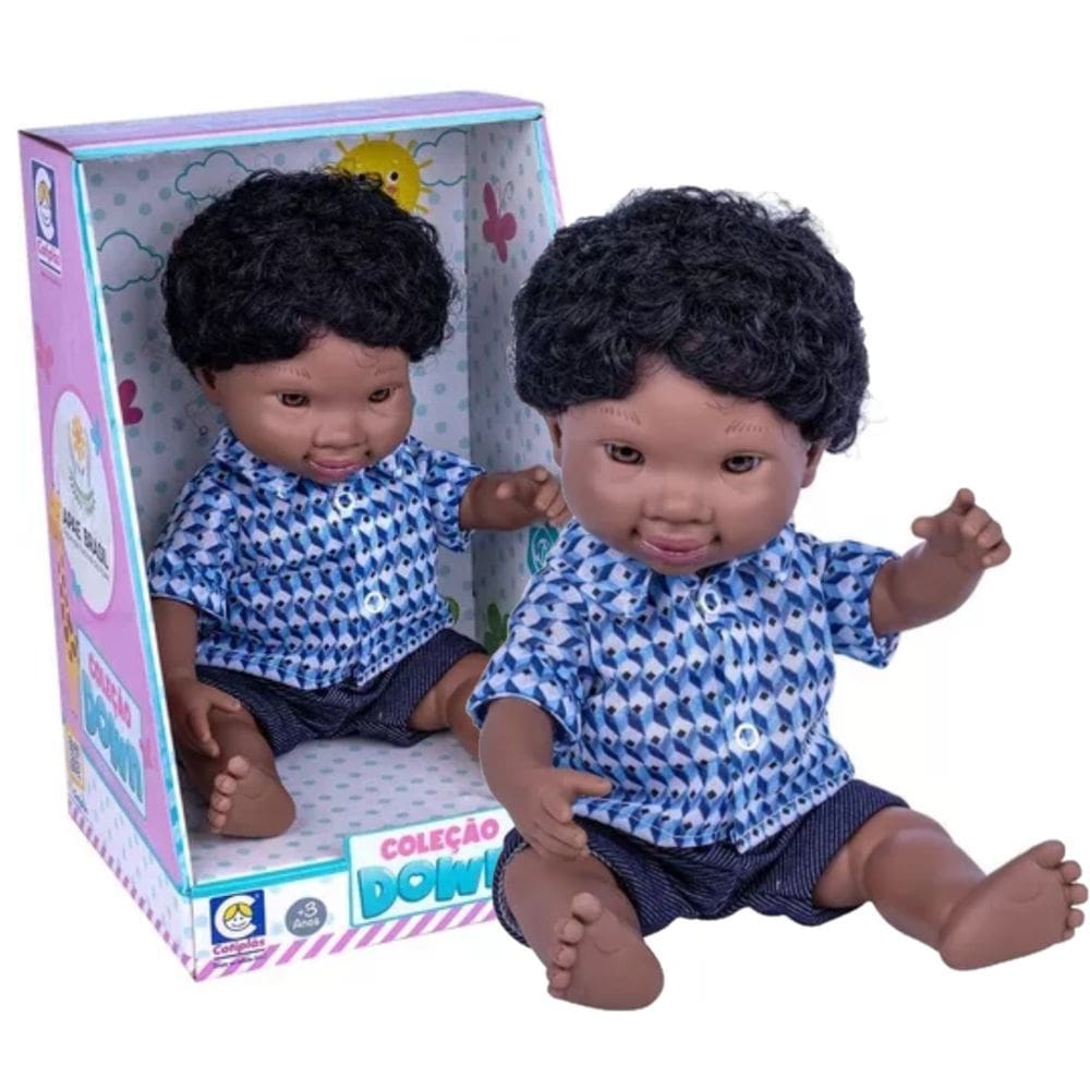 Boneca Menino Coleção Cotiplás Inclusiva Negro Brinquedo