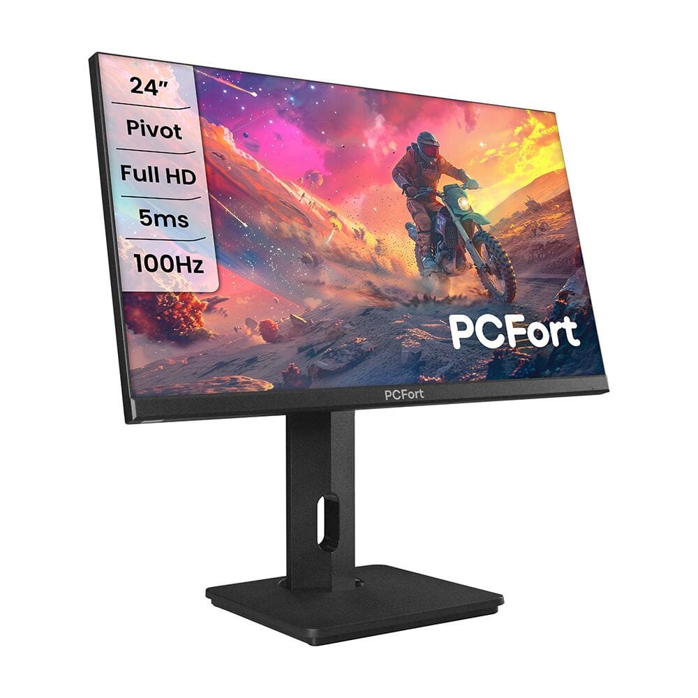 Monitor Gamer PCFort T2422 23,8” 100hz Led Full HD - HDMI - VGA - PIVOT com Ajuste de Altura