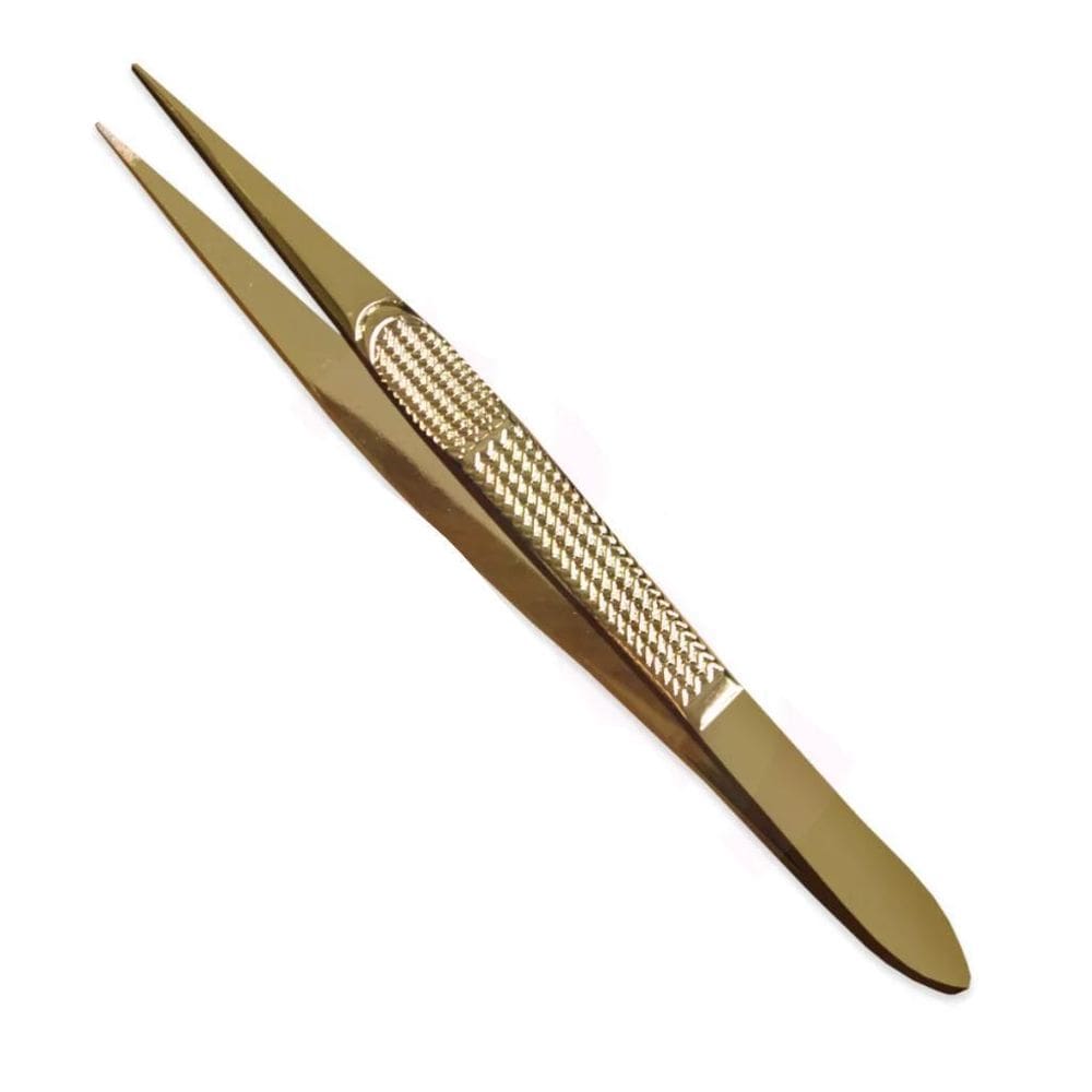 Pinça Para Sobrancelhas Ponta Reta Dourada