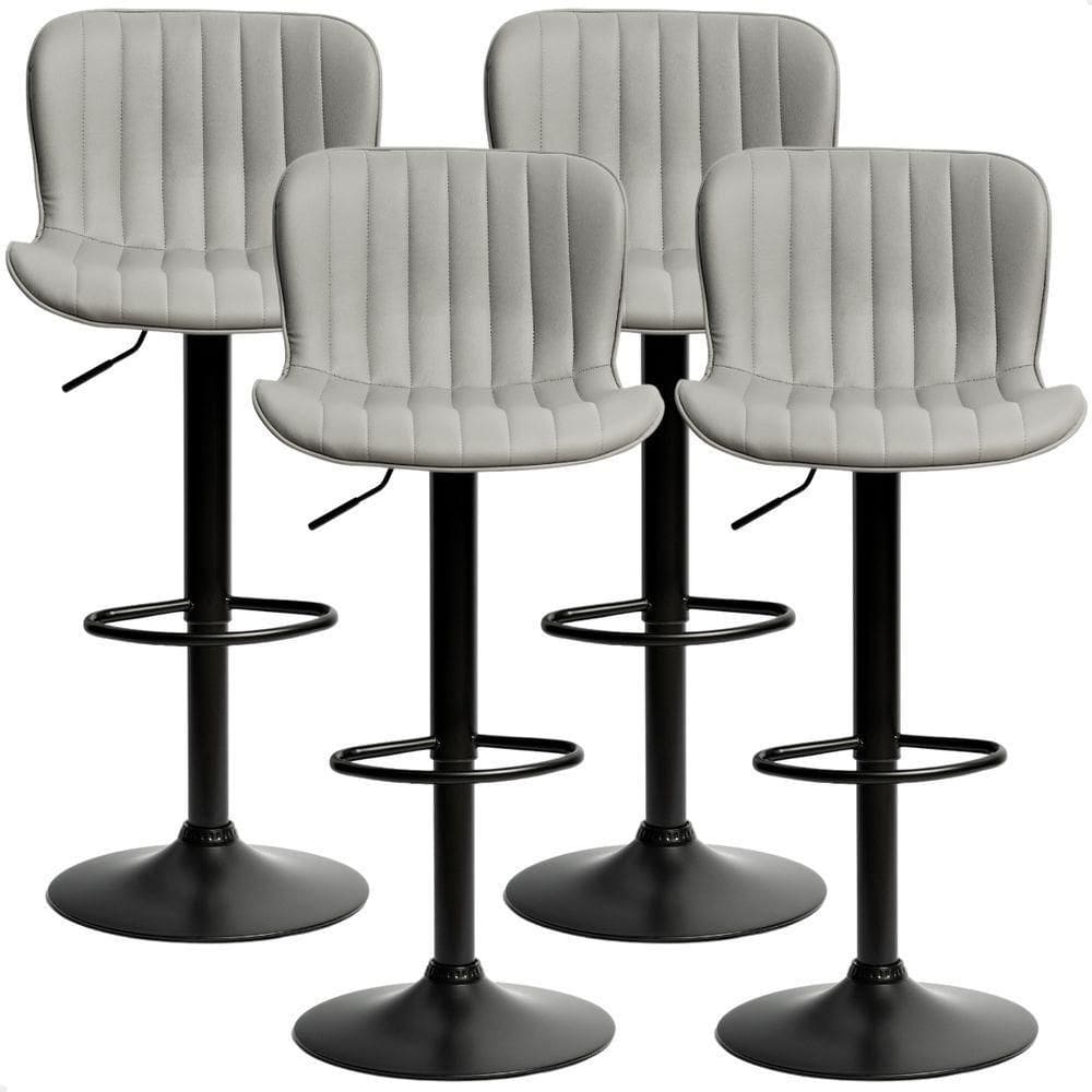 Banqueta Giratória Alta Encosto Bancada Cozinha Bar Kit 04 Cinza Claro