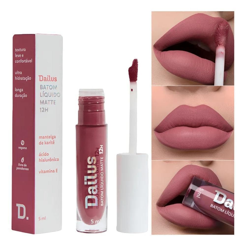 3X Batom Líquido Matte Cor Nude De Longa Duração Dailus
