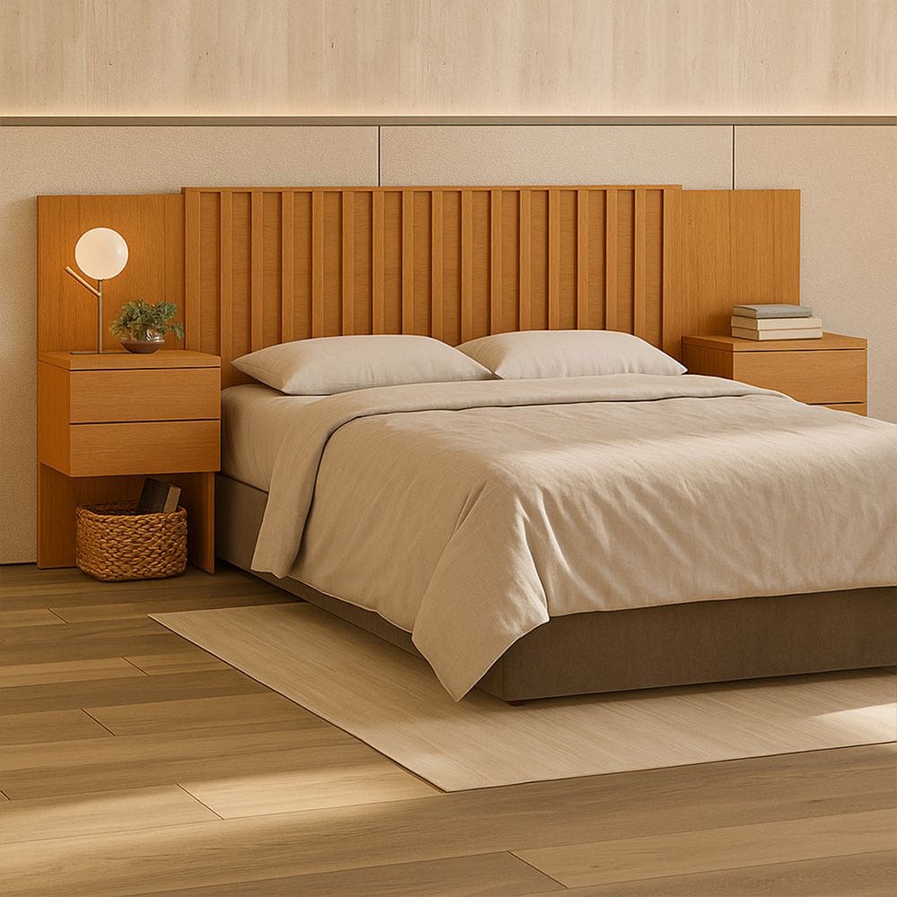 Cabeceira com Design Ripado Sampa Extensível para Cama King ? Cinamomo