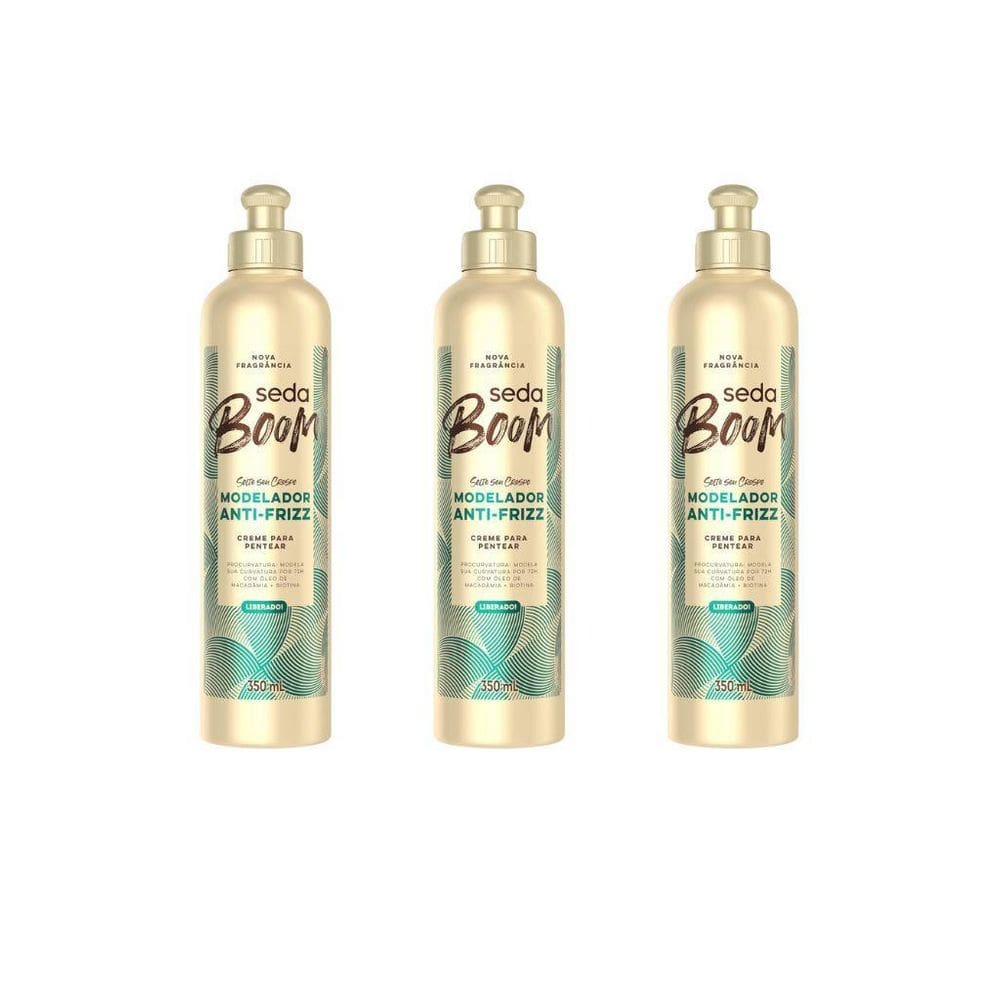 Creme Para Pentear Seda 350Ml Boom Model Antifrizz-Kit C/3Un