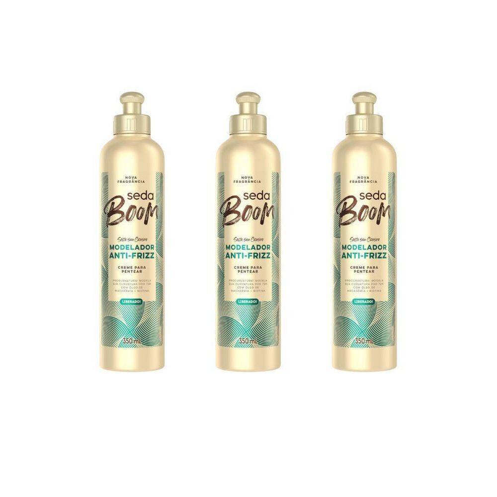 Creme Para Pentear Seda 350Ml Boom Model Antifrizz-Kit C/3Un