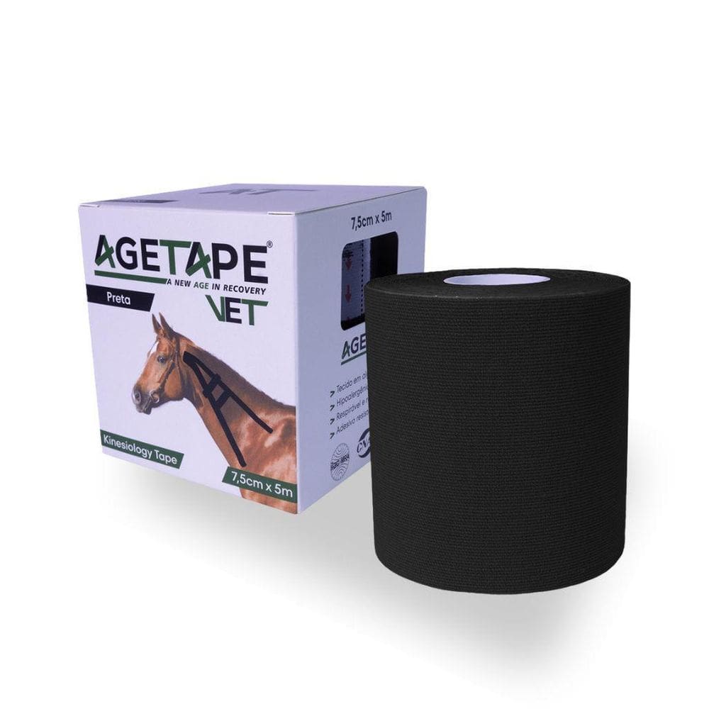 Agetape Vet Kinesiology Tape 7.5Cm X 5M - Preto