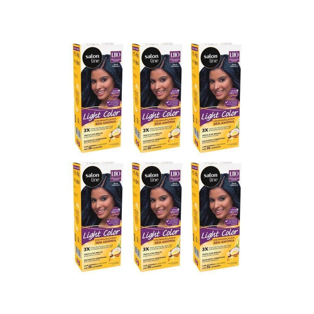 Coloraçao Light Color 1.110 Preto Azulado Intenso-Kit C/6Un