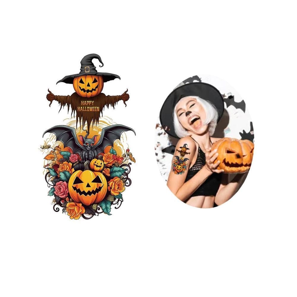 Tatuagem Temporárias Halloween Fantasma Abobora Cabeça