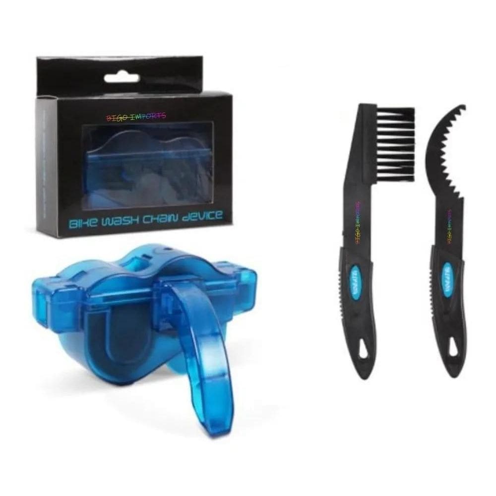 2X Kit Escovas Limpeza Bicicletas E Maquina Limpar Corrente