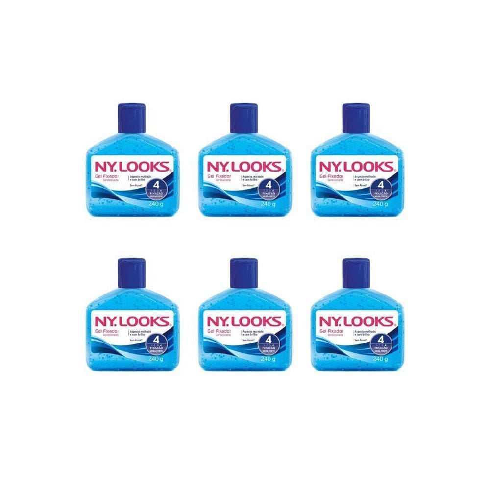 Gel Fixador Ny Looks Azul 240G - Kit Com 6Un