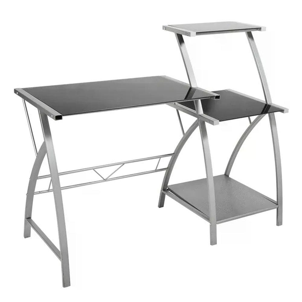 Mesa Escritório Vidrio com Rep 123x52x101 Preta Just Home Collection