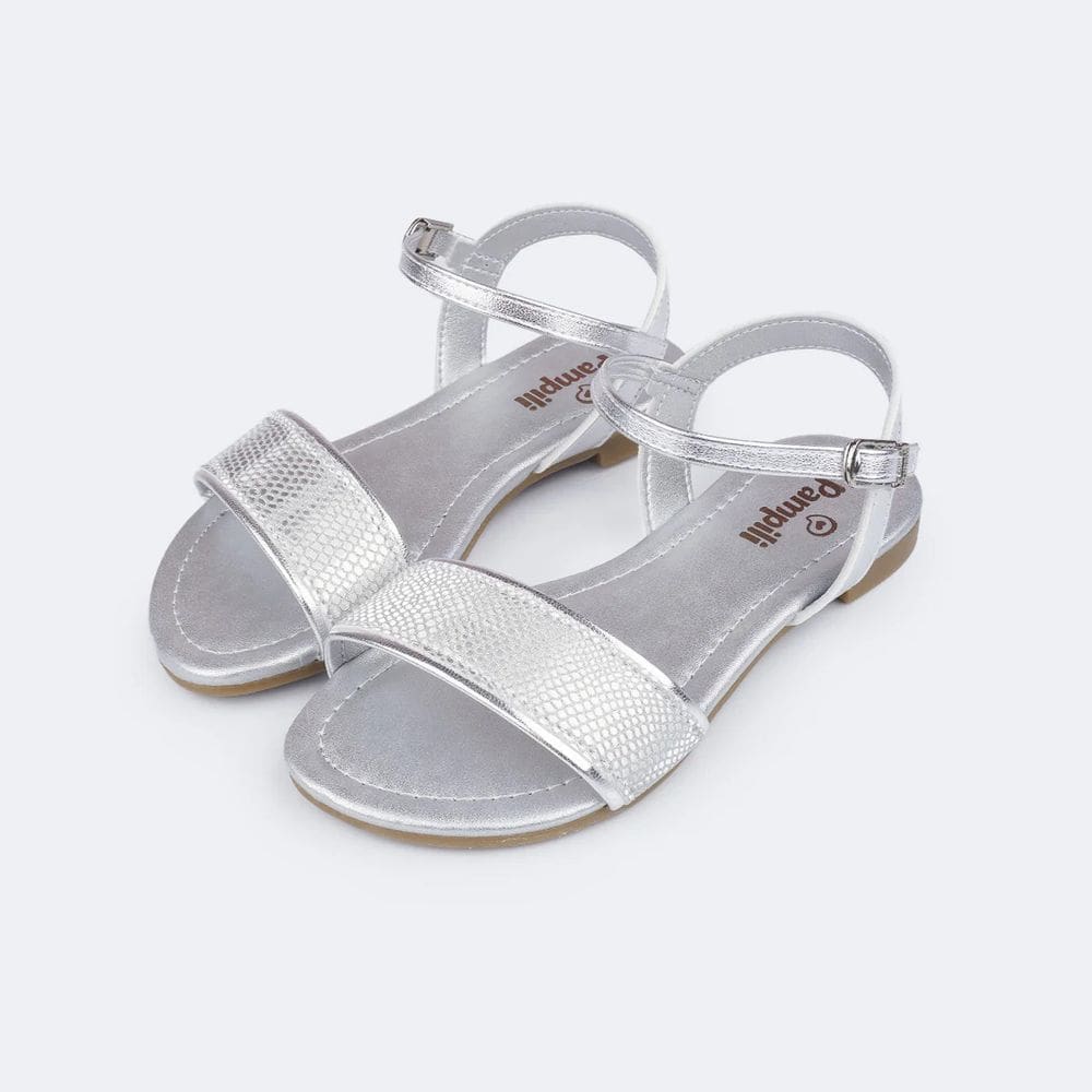 Sandália Pampili Iris texturizada prata