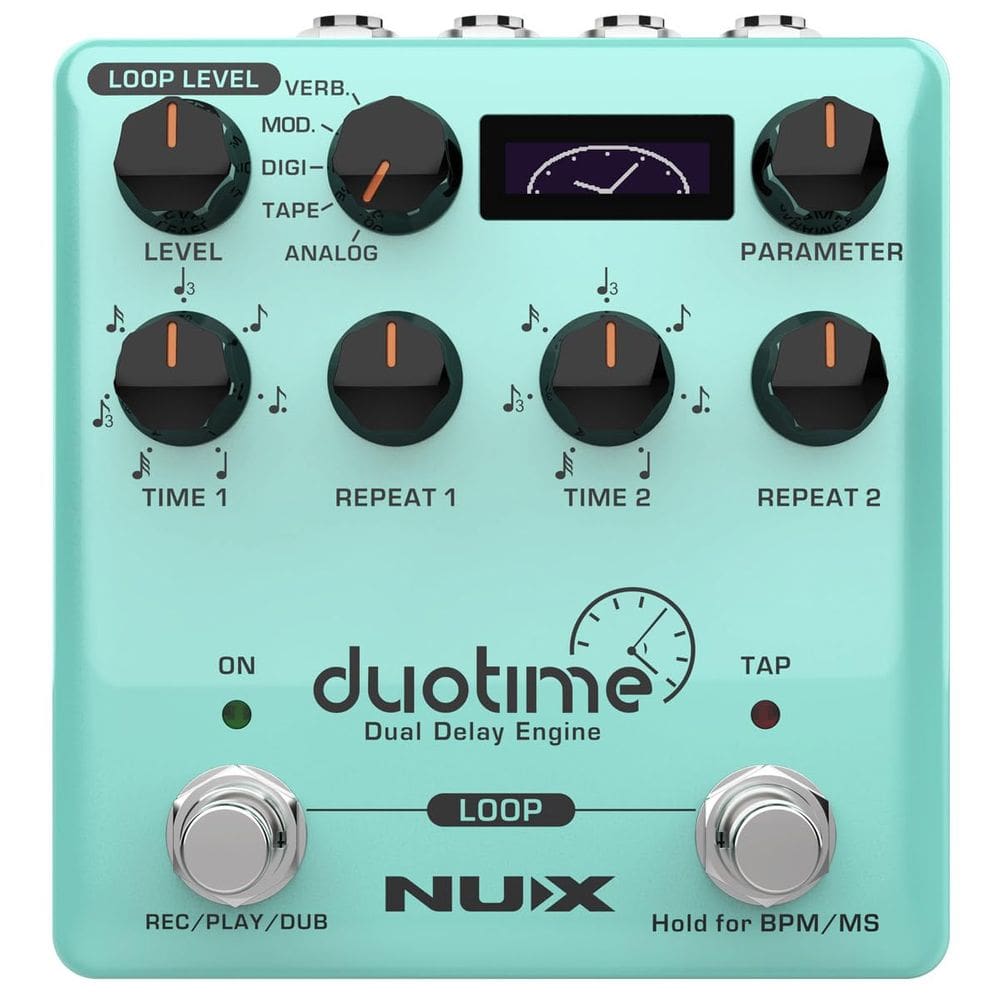 Pedal de atraso estéreo NUX Duotime com 5 tipos de atraso: 40s Loop