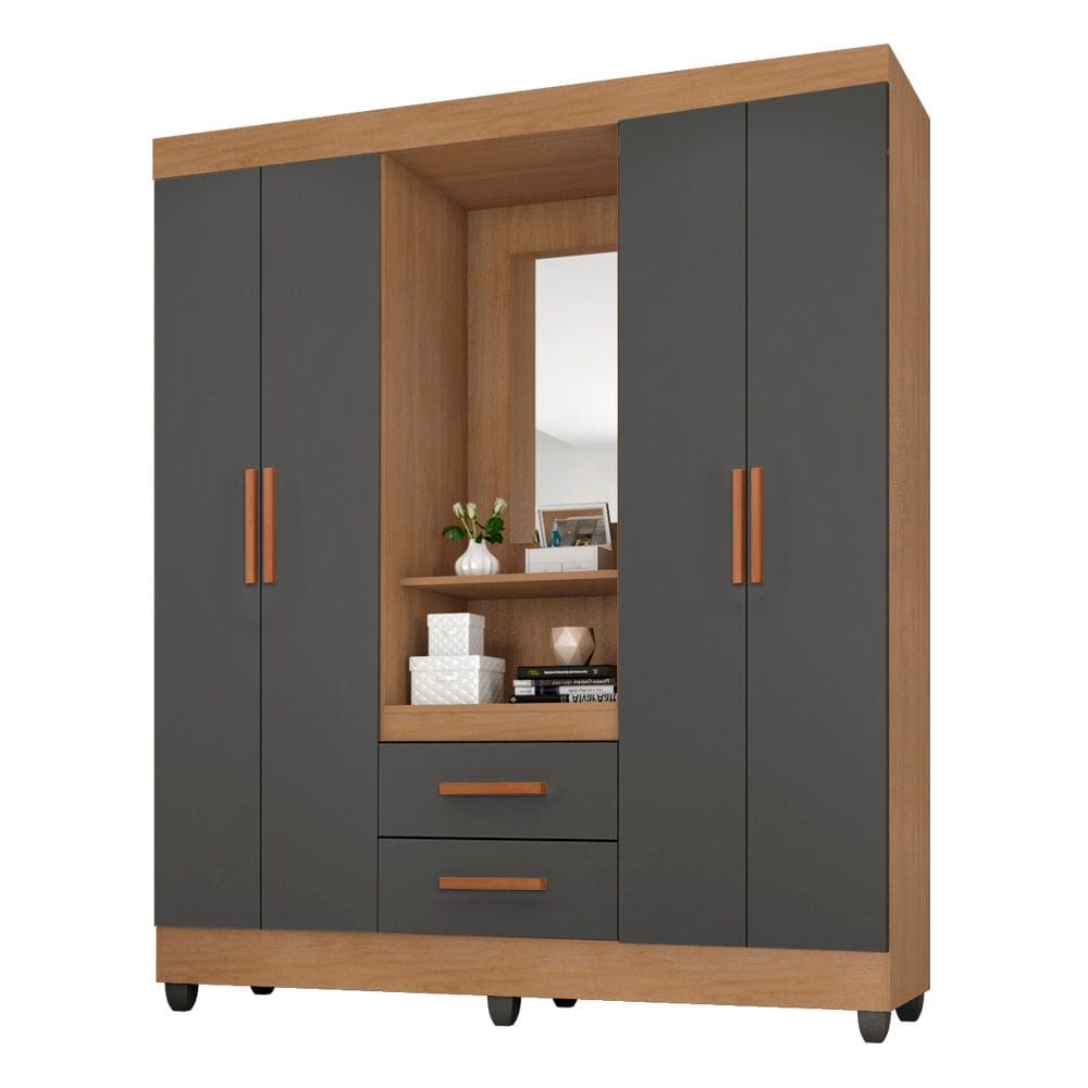 Roupeiro Capelinha Lite Com Espelho Guarda-Roupa Casal