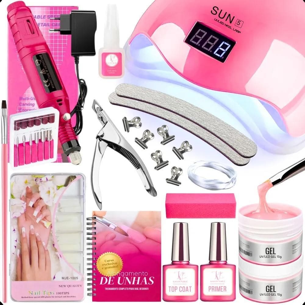 2X Kit De Unhas Gel Completo Quite Inicie Alongamentos De Un