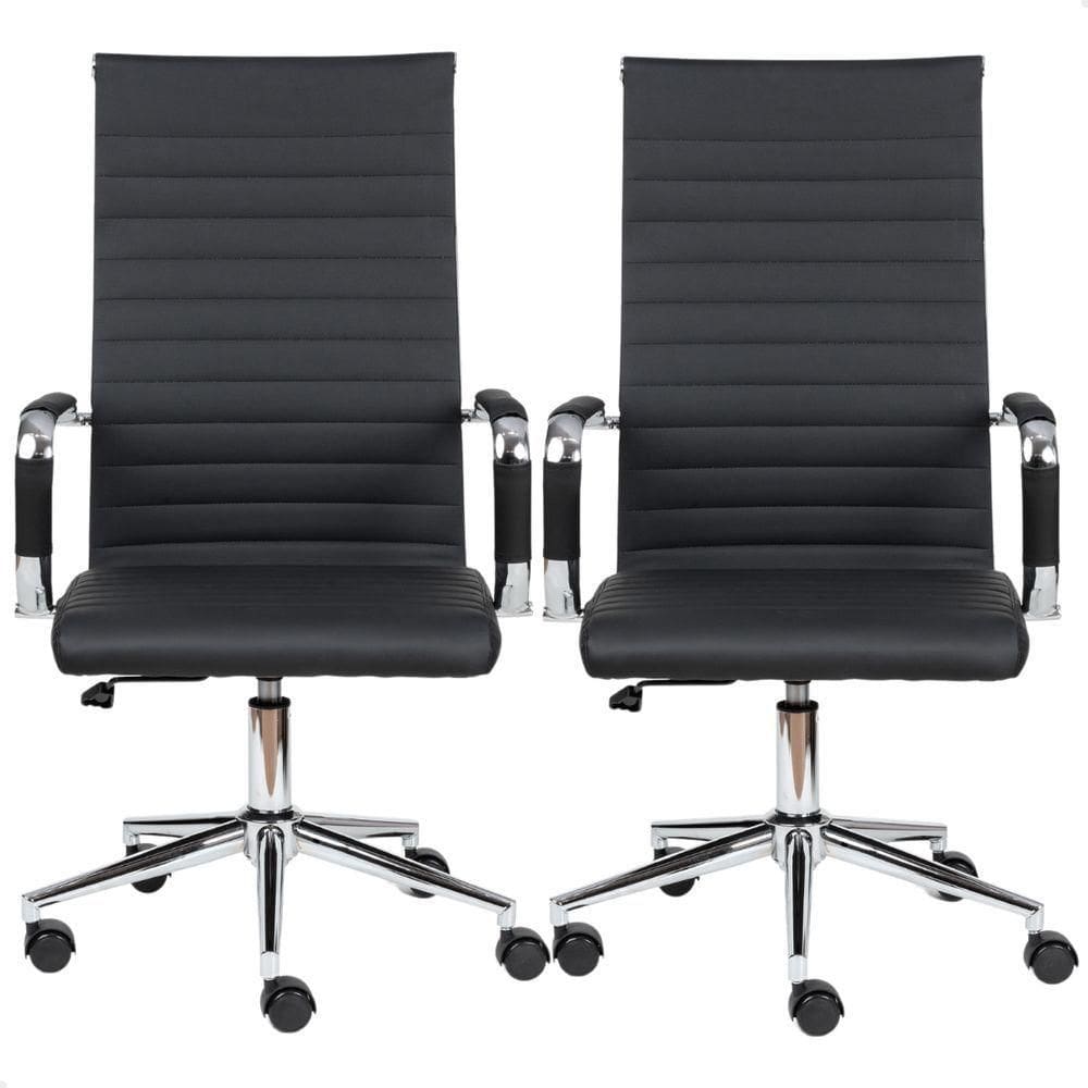 Cadeira Escritório Esteirinha Presidente Charles Eames Kit 02 Unidades Preto