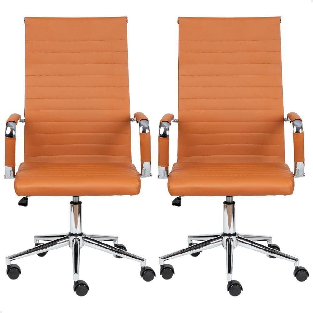 Cadeira Escritório Esteirinha Presidente Charles Eames Kit 02 Unidades Caramelo