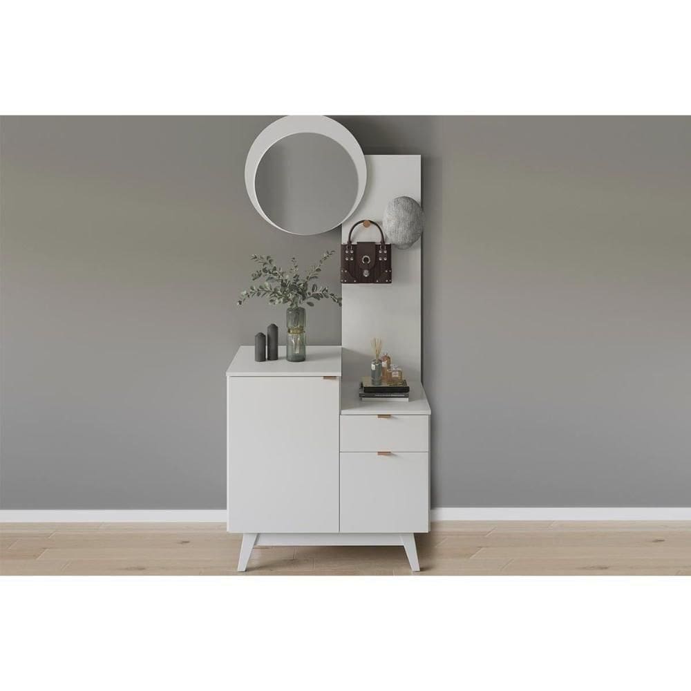 Aparador De Sala Jantar C- Pés Ap2311 C- 2 Portas 1 Gaveta E Espelho Branco - Tecno Mobili