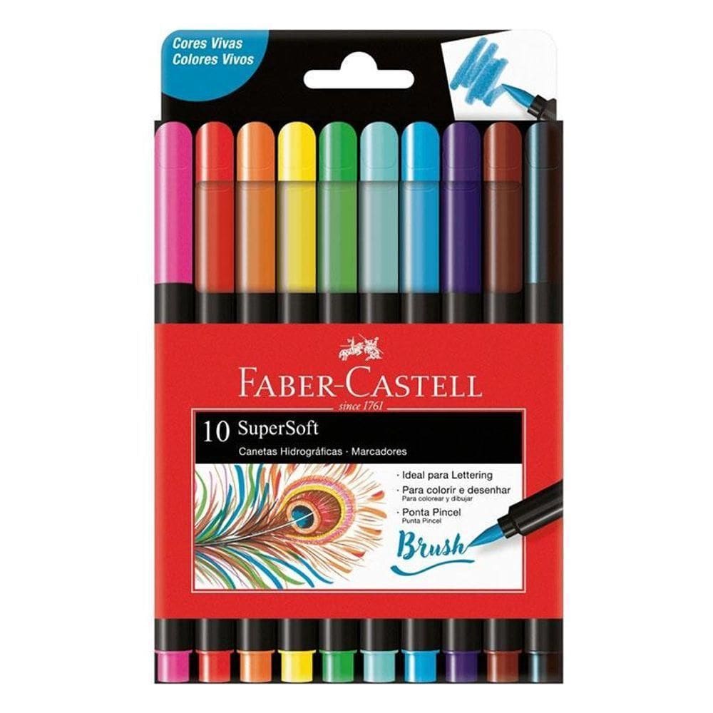 Caneta Hidrográfica Supersoft Brush 150710soft 10 Cores - Faber Castell