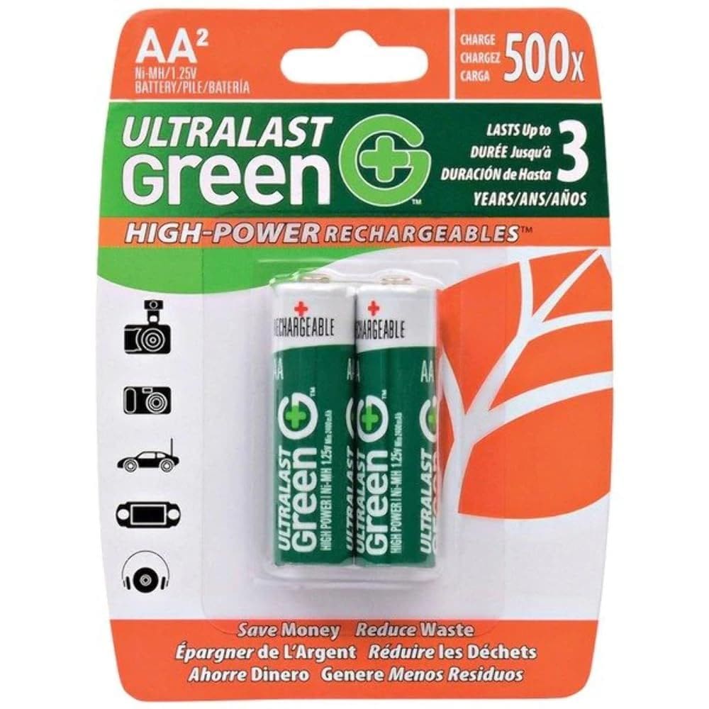 Baterias recarregáveis Ultralast ULGHP2AA AA 2400mAh, pacote com 2