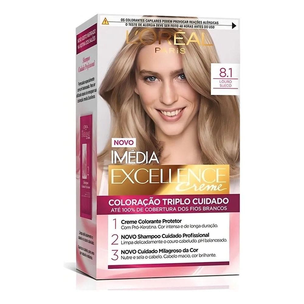 2X Tintura L`Oreal Imedia Excellence Tom 8.1 Louro Sueco