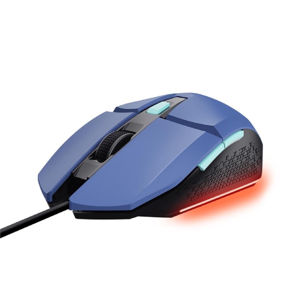 Mouse Com Fio Gamer Trust GXT 109P Felox, ABS, UBS 2.0, 6 Botões, DPI 6.400, Azul