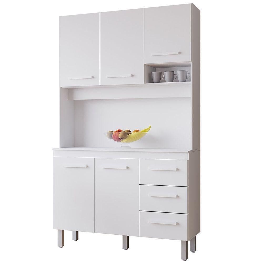 Kit De Cozinha 5 Portas 3 Gavetas Com Nicho Vitorina Branco