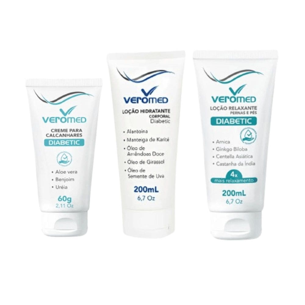 Kit De Loções Hidratantes Veromed: Corpo, Calcanhares E Pés
