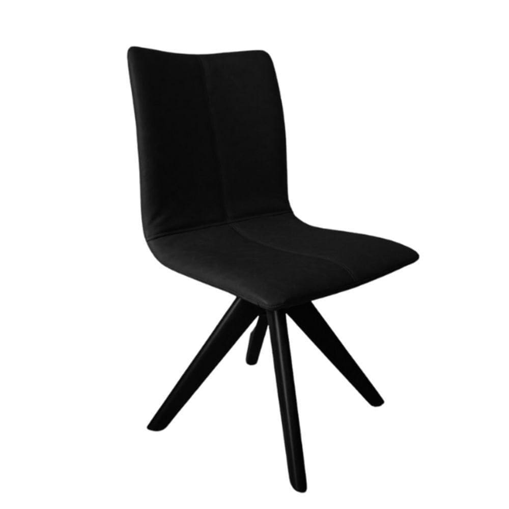 Cadeira De Jantar Andy Couro Giratória Preto