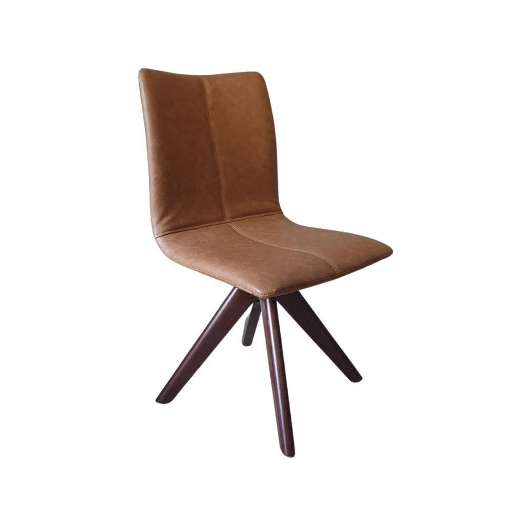 Cadeira De Jantar Andy Couro Giratória Marrom Amarelado