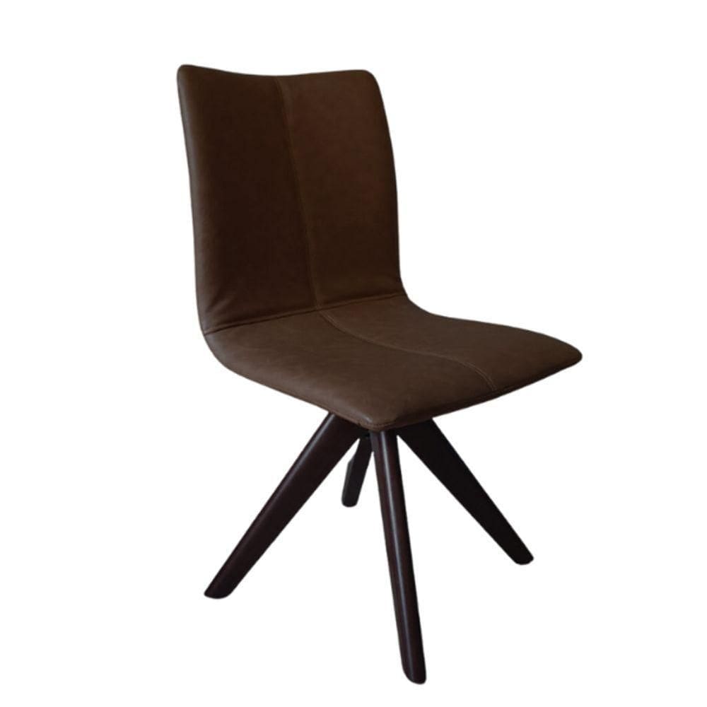 Cadeira De Jantar Andy Couro Giratória Marrom