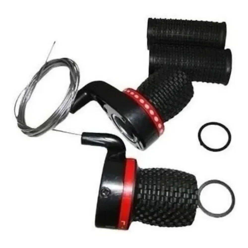 3X Alavanca Cambio Grip Shit 18 Velocidades Com Manopla Bike