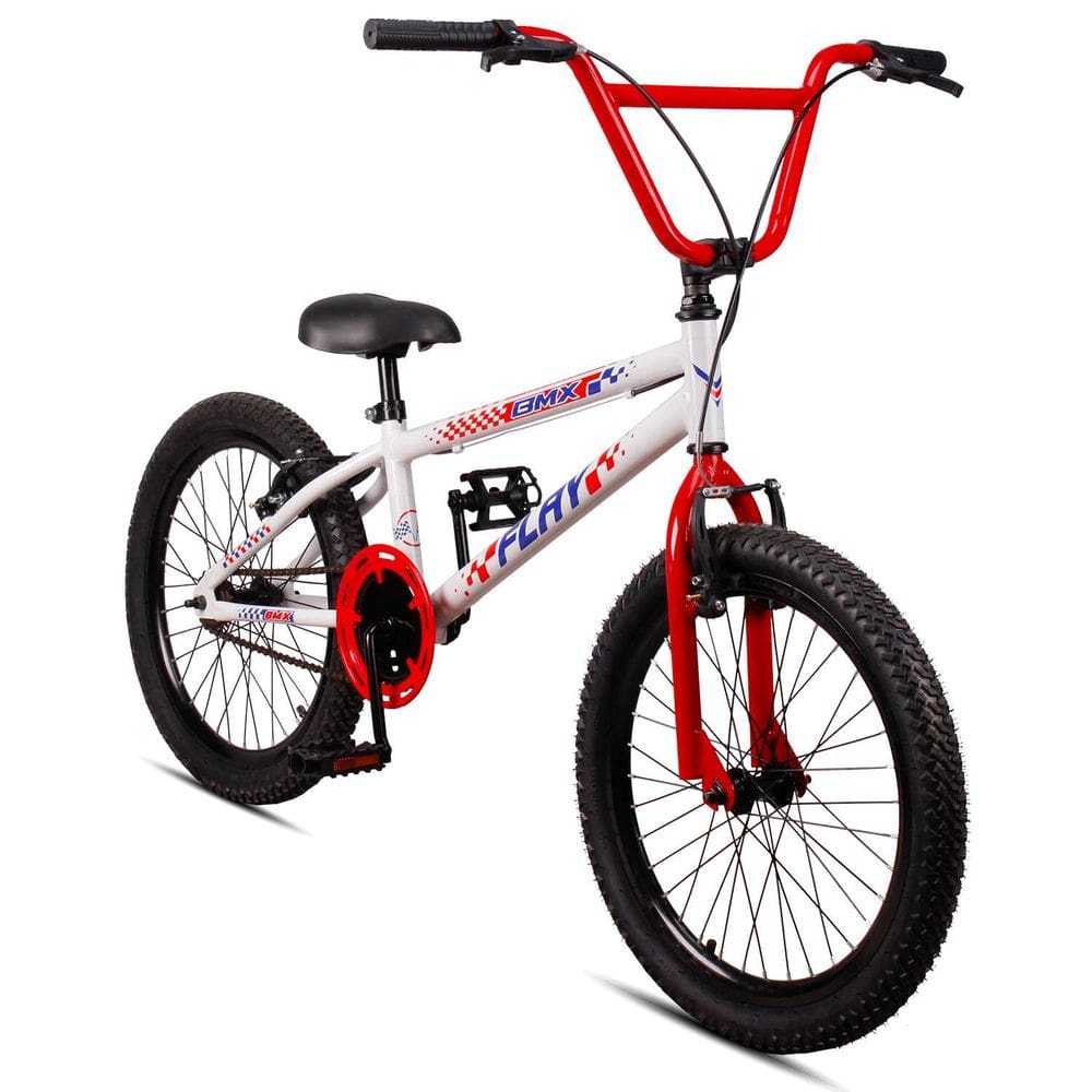 Bicicleta Aro 20 Bmx Infantil Flay Aro Aero Branco Vermelho