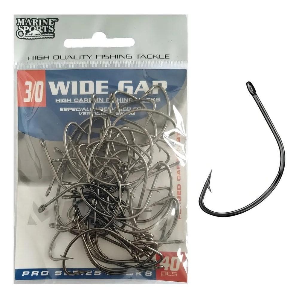 2X Anzol Marine Sports Wide Gap 3/0 Cartela 40 Unid. Preto