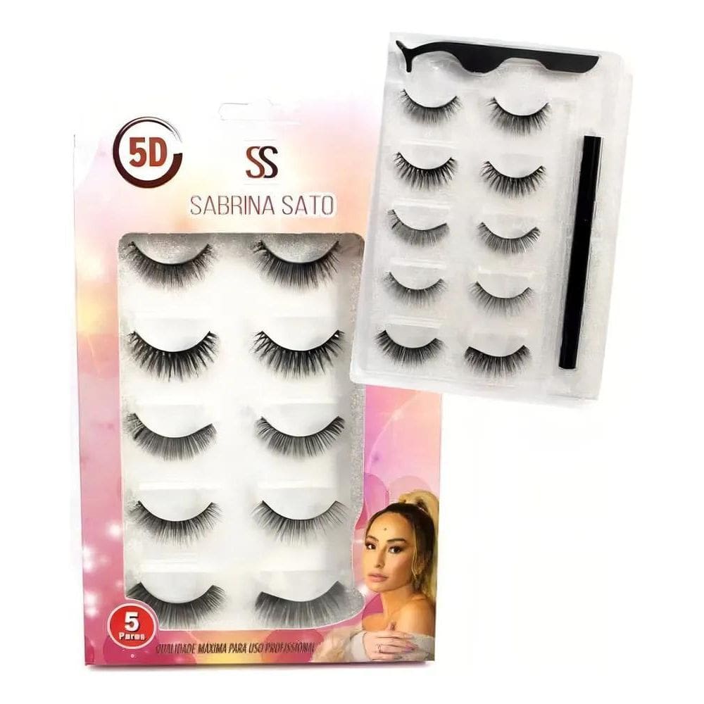 2X Cílios Magnético Postiço 5D Sabrina Sato Kit Com 5 Pares