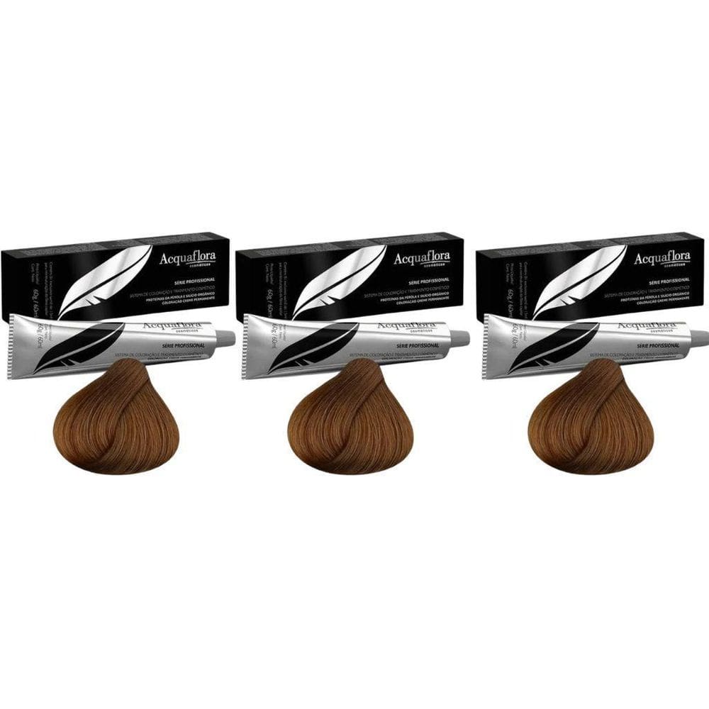 Coloraçao Acquaflora Perm 7.7 Louro Natural Marrom - Kit 3Un