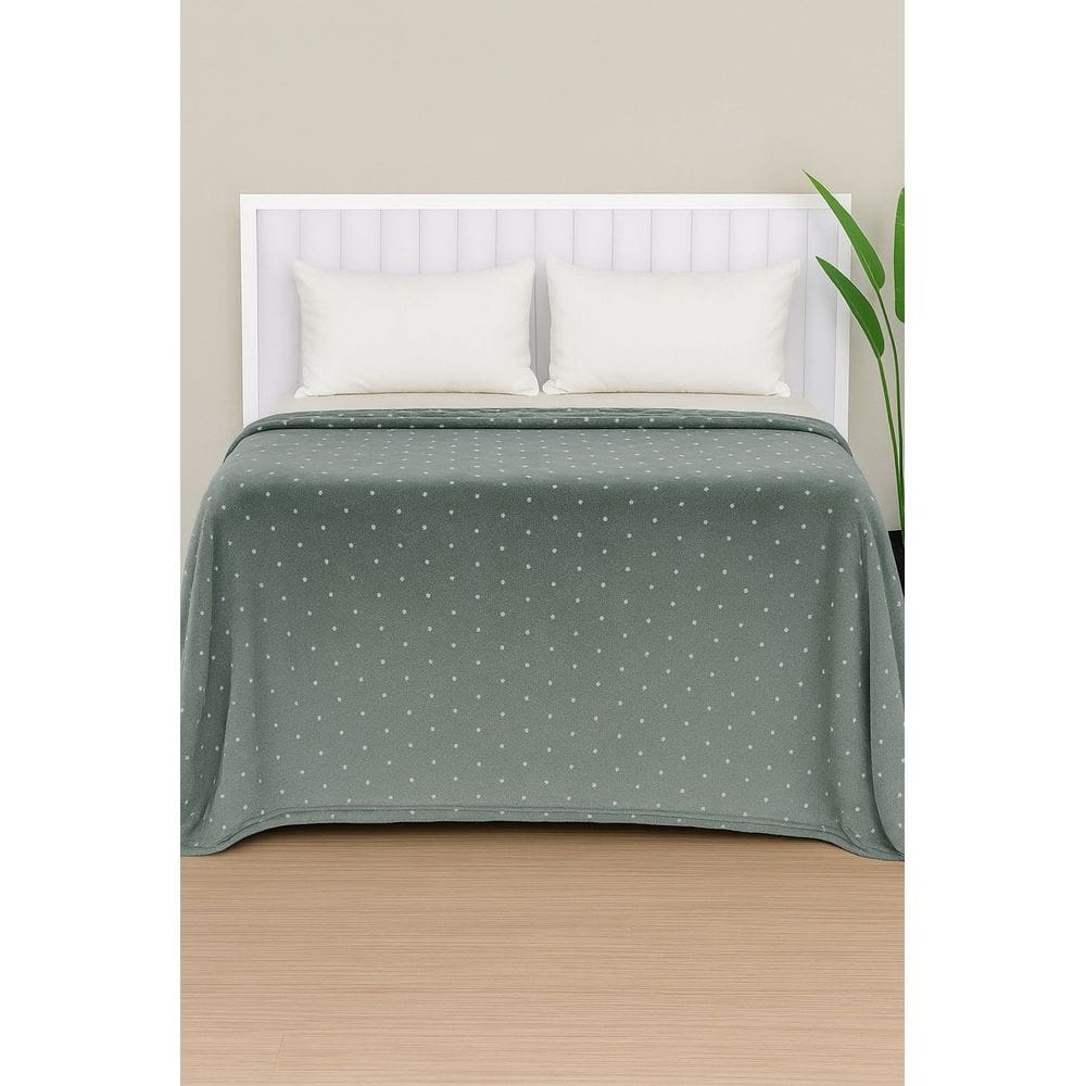 Manta De Microfibra Estampa Poá Habitat Casal - Poá Verde