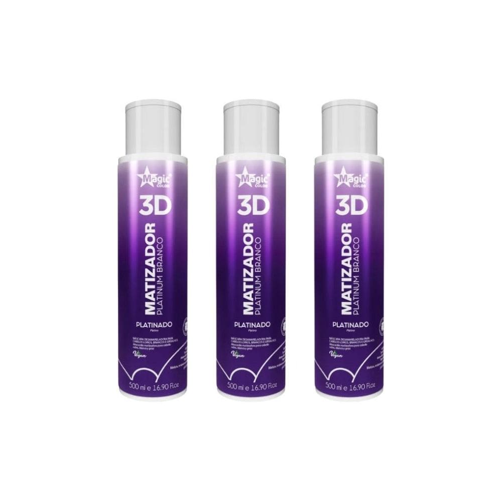 Matizador Gloss Magic Color 500Ml Platinum Branco - 3Un