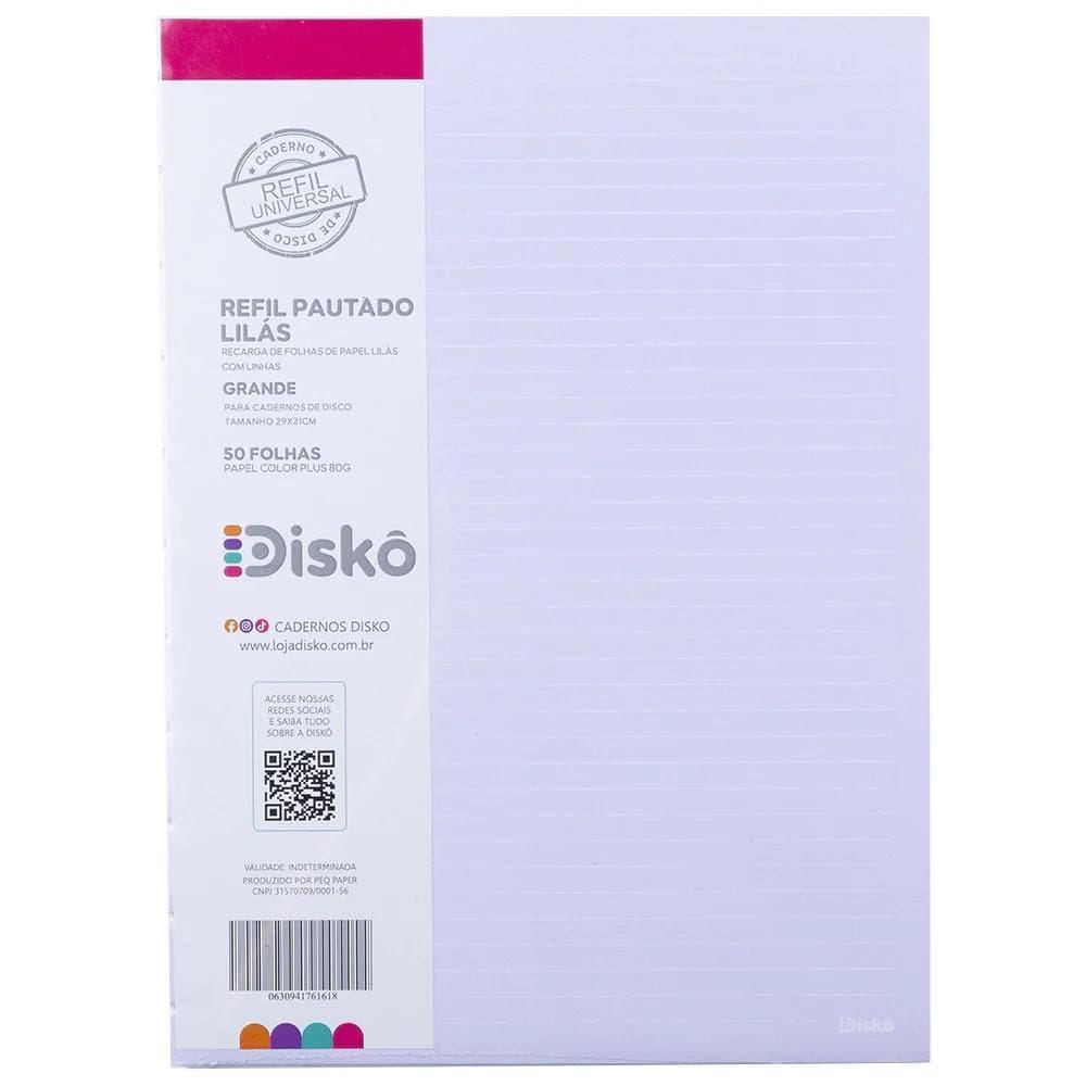 Refil Pautado Disko Lilas C/50 Fls G 290X210Cm Rf21C069