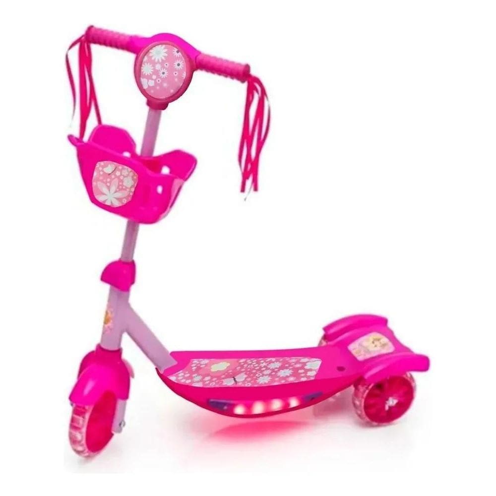 2X Patinete Infantil Feminino Menina Misical Cesta Luz 3 Rod