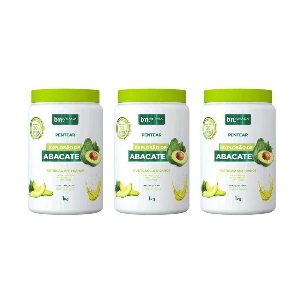 Creme Para Pentear Beleza Natural 1Kg Explosao Abacate - 3Un