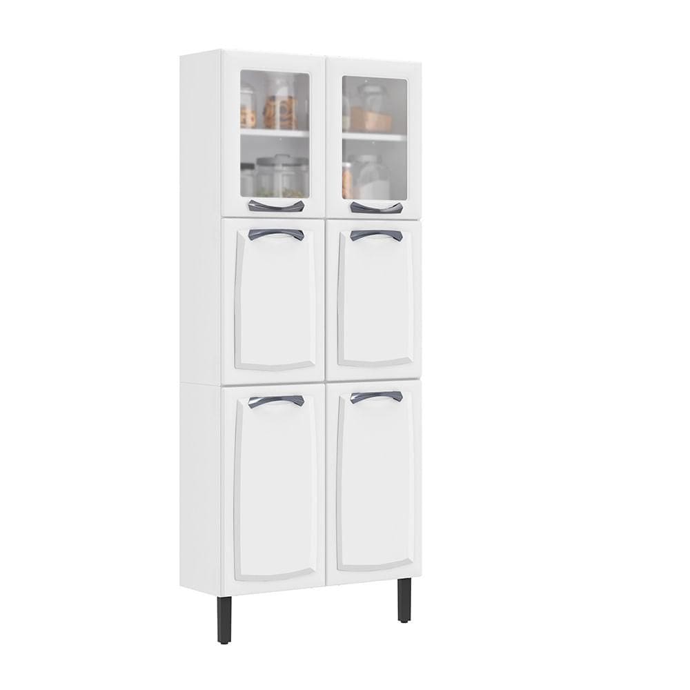 Paneleiro Itatiaia em Aço Branco 6 Portas 2 Vidros New Premium
