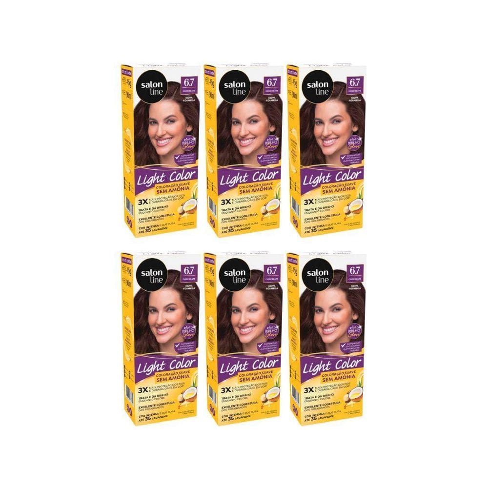 Coloraçao Light Color 6.7 Chocolate - Kit Com 6Un
