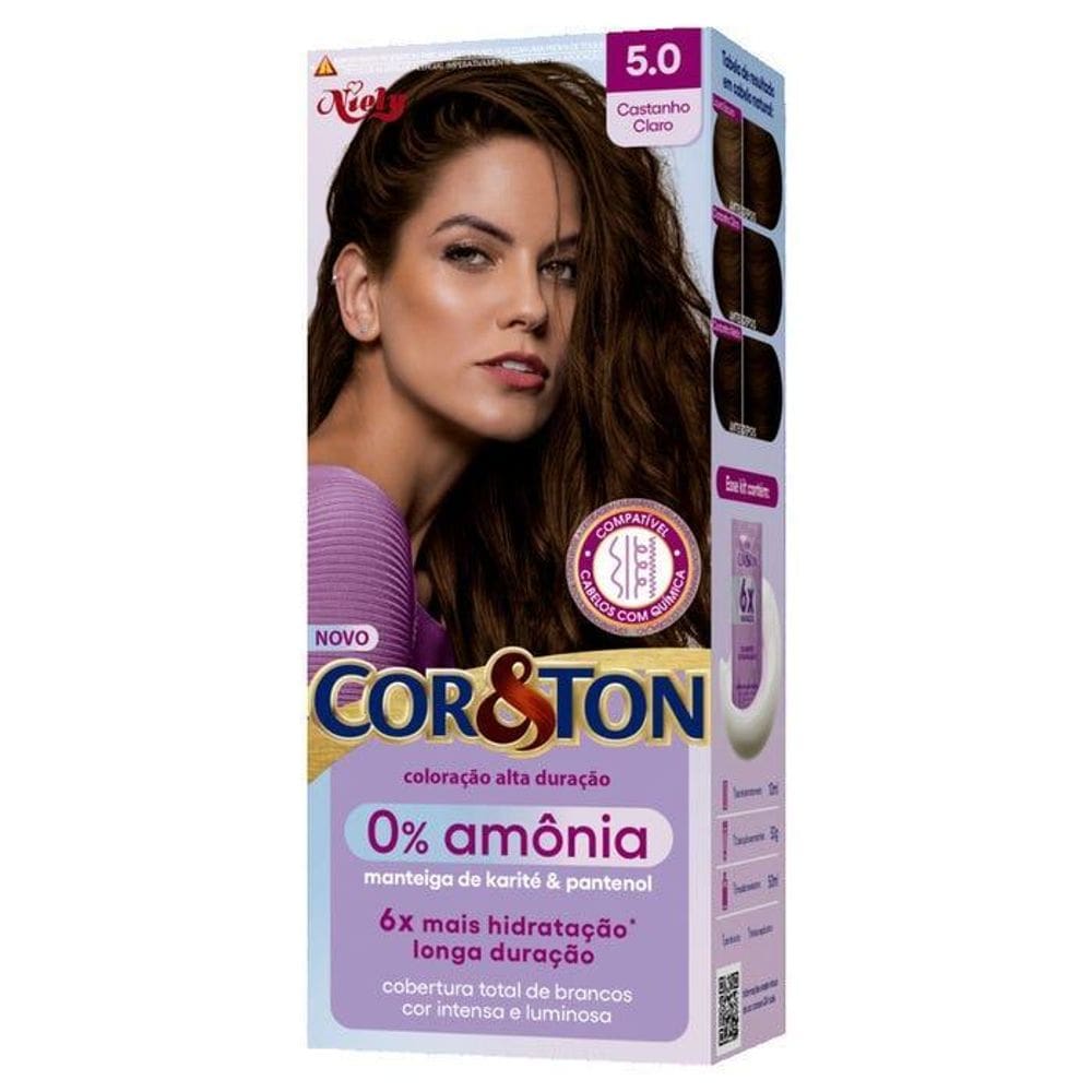 Tintura Cor&Ton Niely 0% Amônia 5.0 Castanho Claro