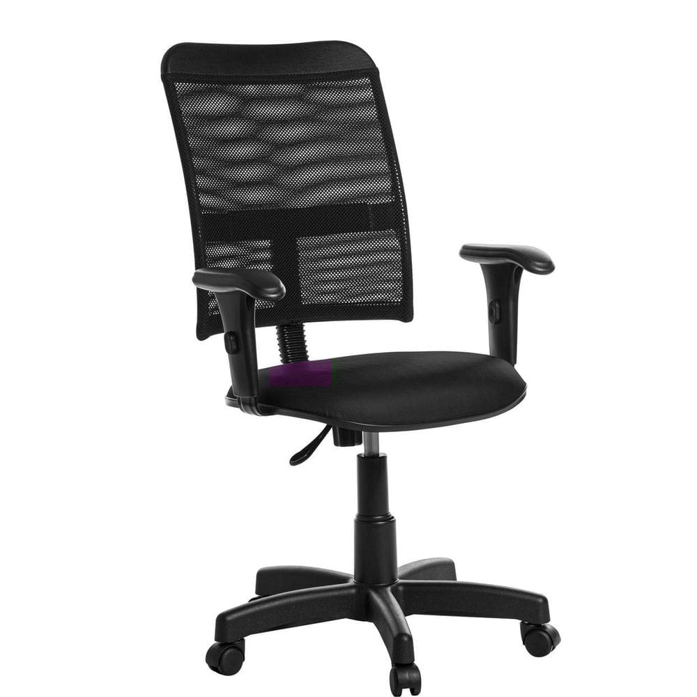 Cadeira De Escritório Giratória Tela Com Braço Preto RV