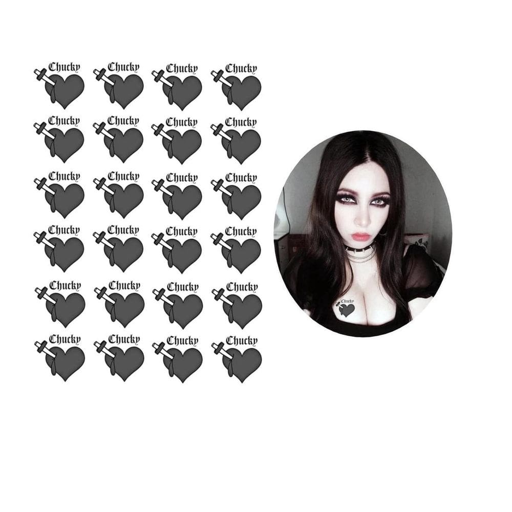 Tatuagem Temporária Folha A4 24 Tatuagens Noiva Chucky